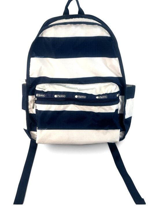 Lesportsac Navy/White Stripped Route Backpack Double Compartment main image 9